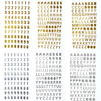 Zelta Iedeguma Sudraba Burtiem Alfabēta Numuru Uzlīmes Klaviatūras DIY Dekoratīvās Dienasgrāmata Uzlīme Bullet Vēstnesis Piederumi