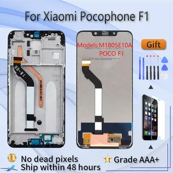 Par XIAOMI Pocophone F1 Original LCD ekrāns montāža ar priekšējo gadījumā, Melns Ar labošanas rīku un Rūdīta filmu