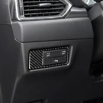 Oglekļa Šķiedras priekšējo Lukturu Slēdzis Automašīnas Miglas Lukturi Pogu, Uzlīmes Rāmis Melns, Vāks Mazda CX-5 2017 2018 Auto Stils Aksesuāri