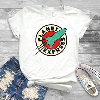 Ir 2021. Planet Express T-Krekls Foršs Vintage Planet Express Problemātisko Logo Pieaugušo Tees Zinātnes Mīļāko Dāvanu