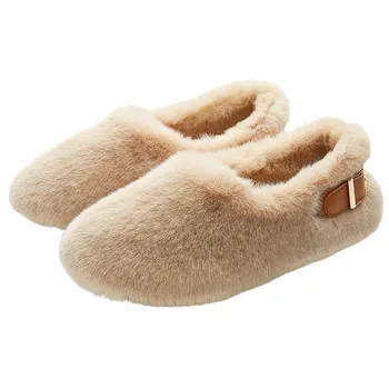 Rudenī un ziemā ārpus valkāt rudenī un ziemā, plakandibena maza vilna, neslīdoša silta samta soma ar kokvilnas slippersbeans apavi