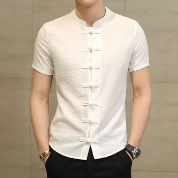 Ir 2021. Vasarā Jaunu Vīriešu Krekls Modes Ķīniešu stilā Veļa Slim Fit Gadījuma Īsām Piedurknēm Krekls Camisa Sociālās Uzņēmējdarbības Kleita Krekli