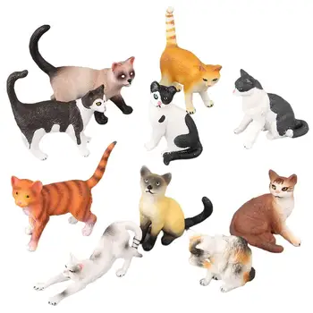 10PCS Kaķu Figūriņas Izglītības Kaķis Skaitļi Kaķēns Rotaļlietas noteikt reālus persiešu Kaķi, Siāmas Wirehair Pet Cat Modelis Rotaļlietas Bērniem