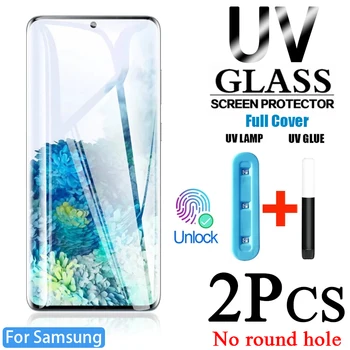 UV Pilnībā Segtu Rūdīta Stikla Samsung Galaxy S10 S21 Plus Ultra S8 S9 S20 Ekrāna Aizsargs, 4G 5G Samsung Piezīme 20 10 9 8 E