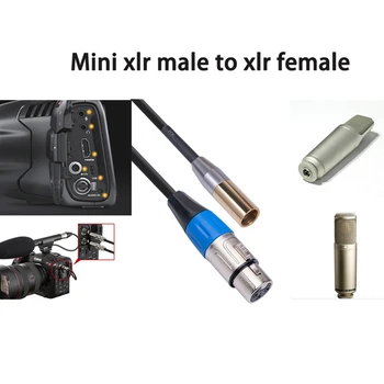 REXLIS 1FT Mini XLR Vīriešu, lai XLR Sieviešu Adaptera Kabeli, 3-Pin Mini XLR uz XLR Video Kabeli, BMPCC 4K BMPCC 6K Sony Canon Fotokameras
