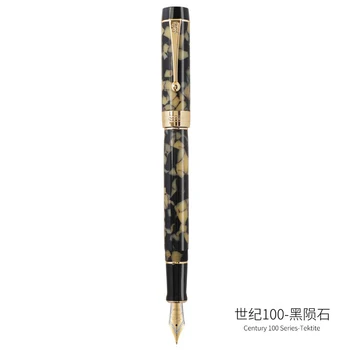 Jinhao Centennial 100 Fountain Pen 18KGP Zelta Pārklājumu M Nib 0.7 mm Akrila Tintes Pildspalvu Ar Bultiņu Klipu