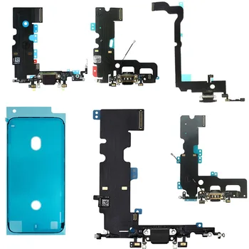Uzlādes Ports USB Dock Connector Flex Cable Montāža Nomaiņa iPhone 7 7Plus 8G 8 Plus X Ar LCD Līmlenti