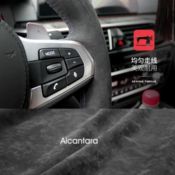 Super flash pārdošanas premium Alcantara ādas izšūšanas stūres rats segumu Porsche Panamera Cayenne Macan 911 718 Auto Daļas