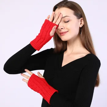 Pārrobežu Rudens Ziemas 8-zīmju Kaņepju Modelis Īss Fingerless Vilnas Cimdi Vīriešiem un Sievietēm Adīt Siltas Pusi Pirkstu, Roku Vāciņu