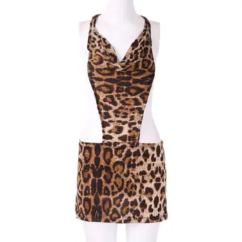 Y1UE Jaunu un Seksīgu Sieviešu Leopard Apakšveļa Apakšveļa Sleepwear Backless Mini Kleita Teddies