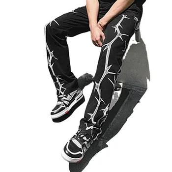 HOUZHOU Harajuku Bikses Vīriešu Y2k Streetwear Bikses Vīriešu Vasaras Goth Bikses ar Drukas Japāņu Streetwear korejiešu Stilā Punk Murgot