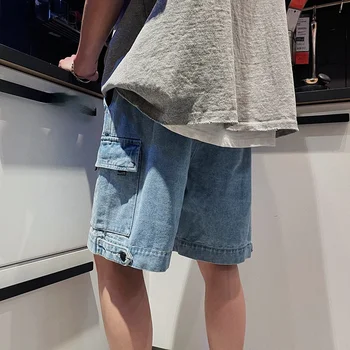 Plus Izmērs S-3XL Džinsi Vīriešu Kravas Bikses, īsās bikses-Šorti Vasaras Streetwear Vīriešu Visas spēles Šiks Zaudēt Modes Cietā korejiešu Stilā Vintage