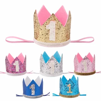 FENGRISE Baby Girl Pirmās Dzimšanas dienas Cepure 1 2 3 Dzimšanas dienas svinības Klp Rozā krāsā Princess Crown Bērniem, Veicina Bērnu Matu Aksesuāri