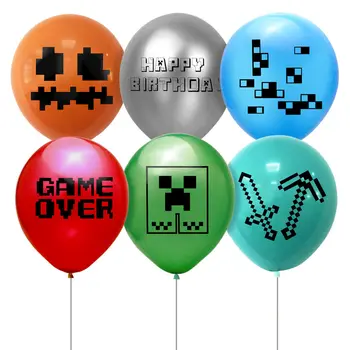 Minecrafte Tēma galda Komplekts Lateksa Balonu Spēle Banner Happy Birthday Party Mazulis Dušas Mīļākie Apdare, Dimanta Zobenu rotaļlietas
