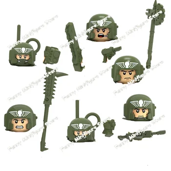 Imperial Guard Bloki Komandieris Uzbrukumu Karavīrs Mini Darbības Rādītāji ar Rotaļu Ieročiem, Celtniecības Bloks, Ķieģeļi Bērniem Rotaļlietas