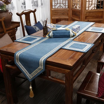 Klasiskā kokvilnas spitālīgā galda karogu Japāņu tējas mat Zen lina auduma tējas karogu Galda runner