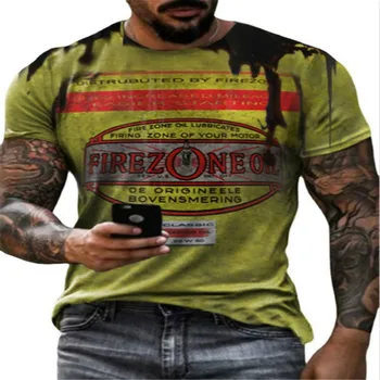 Vīrieši ir Pielāgota, Fitnesa T-krekls Muskuļu Grafiti 3D Apģērbu Zaudēt Ielu Ikdienas Krekls ar Apaļu Kakla Īsās Piedurknes Standarta Izmēra