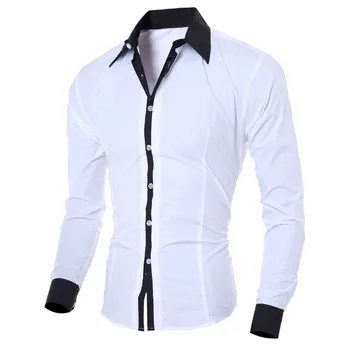 Vīrieši Balts Krekls Raibs Sociālo Kleita Krekls Rudens Pavasara Cietā Garām Piedurknēm Slim Fit Vīriešu Top Biroja Ikdienas Pogu Krekls Ir 2021.