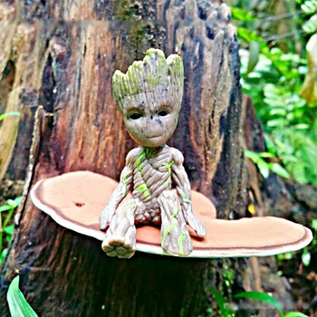 Bērnu Groot puķu pods Puķu poda Poda Figūriņas Koku Cilvēks PVC Cute Modelis Rotaļlietas Pildspalvu Pot Dārzs Stādāmā Puķu Pods Dāvanu Bērniem