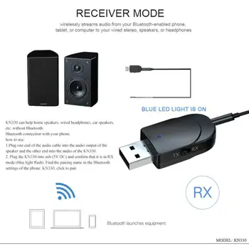 USB Bluetooth 5.0 Adapteri PC Automašīnas Stereo Mūzikas Audio Raidītājs Uztvērējs 2in1 Bezvadu Adapteri PC TV Auto brīvroku Zvanu