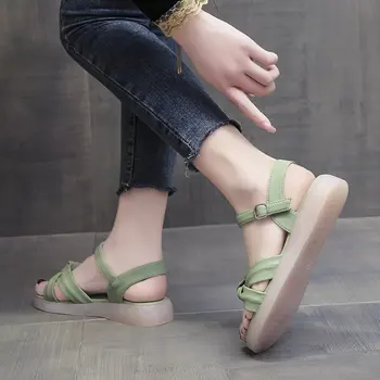 Ir 2021. jaunu modes mīkstas virsmas, mīkstā grunts, kas nav valkāt kājas mazo svaigu zaļo sandales 2167