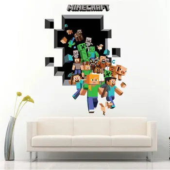 Karikatūra Steve Spēle 3D Sienas Uzlīmes Mozaīkas spēle plakāti decoracion hogar moderno sienas uzlīmes bērniem numuri