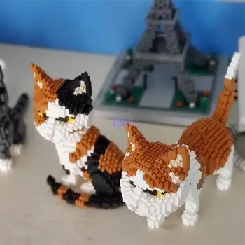 Mini Bloki Dzīvnieku Skaitļi Kaķis Modeli Brinquedo Asamblejas Ēka, Ķieģeļu Bērniem Dāvanas Izglītojošas Rotaļlietas Bērniem Klāt Meitenes