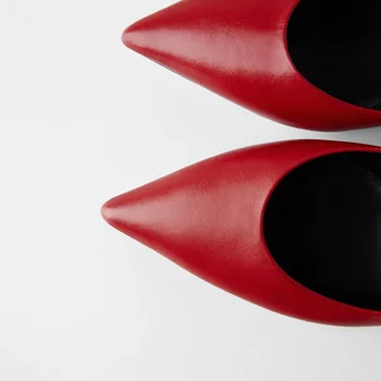 Ir 2021. Jaunas Sieviešu kurpes Vīna sarkana Kāzu kurpes Plānas un Augsti Papēži Aitādas apavi, Ādas Norādīja, Līgava, Viena Apavi
