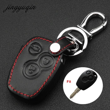 Jingyuqin 3 pogu Auto Tālvadības Atslēga, Ādas Segumu, Gadījumā, Renault Duster Logan Fluence Clio Master Satiksmes Kangoo Megane Laguna