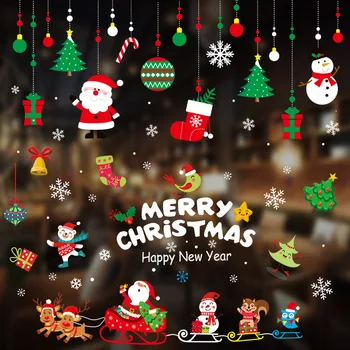 Ziemassvētku skatlogu Uzlīmes Ziemassvētku Rotājumi Mājās Stikla Sienas Uzlīmes Jauno Gadu 2022 Sniegpārslas Uzlīmes Navidad Xmas Dāvanas