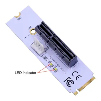 Ātrgaitas PCI-E 4X NGFF M. 2 Stāvvadu Kartes M2 M Taustiņu, Lai PCIE X4 Adapteris Pārveidotājs Ar LED Sprieguma Indikators Miner Ieguves