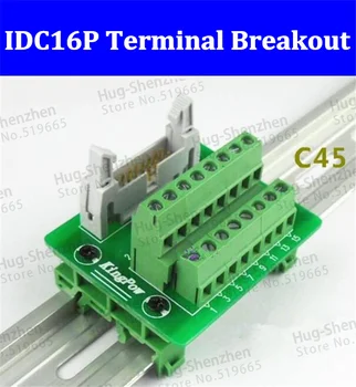 IDC16P IDC 16 Pin Male Connector, lai 16P Spaiļu Bloku Starplaikos Padome Adapteris PLC Releju, Spailes DIN Sliedes Montāžas--5gab/daudz