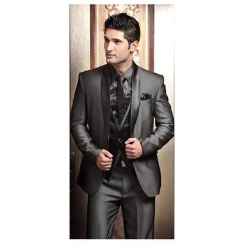 2022 Kāzu Tuxedos uzvalki Vīriešiem Mūsdienu Labākajiem vīrs Uzvalku, Pelēks formālu Uzvalku Līgavainim Uzvalku Vīriešu Uzvalks Jaka+Bikses+Savilcējs+Veste
