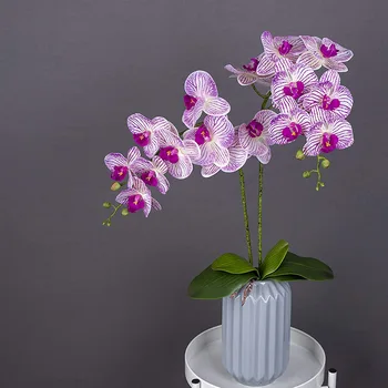 Jaunas 2gab Nekustamā Nospiediet Orhideju Kātiem, Ziedi, Mākslīgie Phalaenopsis Filiāles 9 Lielas Ziedlapiņas 38 Collas