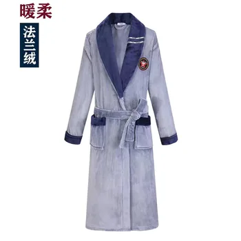 Vīriešiem Gadījuma Peldmētelis Kimono Rudens Ziemas Flaneļa Ilgi Drēbes Biezs Silts Sleepwear Plus Izmērs 4XL Naktskrekls Vīriešu Zaudēt Mājas apstākļos