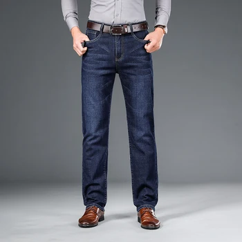BAO SHAN ir 2021. rudens pavasara aprīkots taisni stiept džinsa džinsi, klasiskā stilā žetons jaunatnes vīriešu biznesa gadījuma džinsu bikses