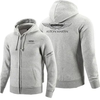 Ir 2021. Rāvējslēdzēju Hoodies Aston Martin logo Uzdrukāts Vilnas pelēkā vārna garām Piedurknēm Cilvēka rāvējslēdzēju Jaka, Krekls k6