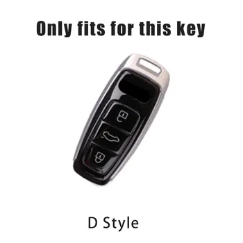 TPU Auto Smart Remote Taustiņu Gadījumā Auto Gredzenu keychain Audi A6L A7 A8 Q8 E-tron C8 D5 2019 2020 3 Pogas Aizsardzības Aksesuāri