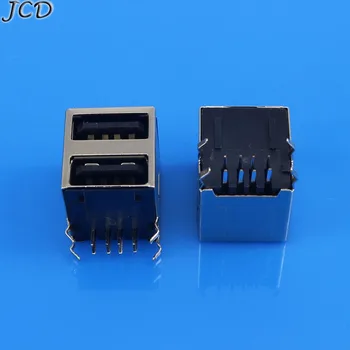 JCD Dual USB Tipa Sieviete 8 Pin Savienotājs Ligzda Dubultā All Inclusive 90 Grādu Līkumi Melns