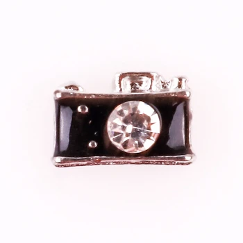 20Pcs Melna kamera ar kristāla peldošās piekariņi par dzīves atmiņas stikla peldošās medaljons šarmu DIY rotaslietas